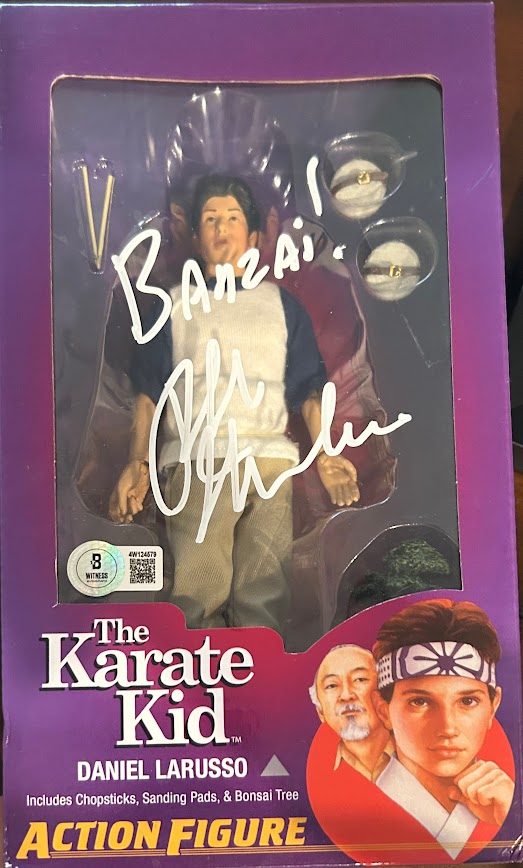 Ralph Macchio Autographed The Karate Kid Daniel LaRusso Necca Action Figure – “Banzai!” Inscription | Beckett Certified