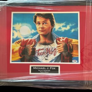 Michael J. Fox-EDIT Michael J. Fox as Scott Howard Autographed Teen Wolf 11x14 Photo Framed to 16x20 | PSA Certified