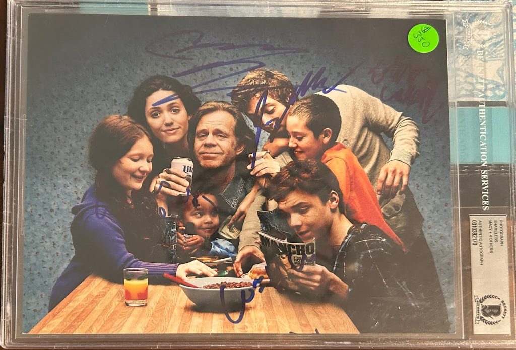 Shameless Cast Signed 8x10 Beckett Slabbed – William H. Macy, Jeremy Allen White, Cameron Monaghan, Emma Kenney & Ethan Cutkosky