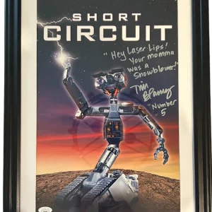 Tim Blaney as Johnny 5 Signed Short Circuit 11x17 Framed JSA - Awesome Inscription!
