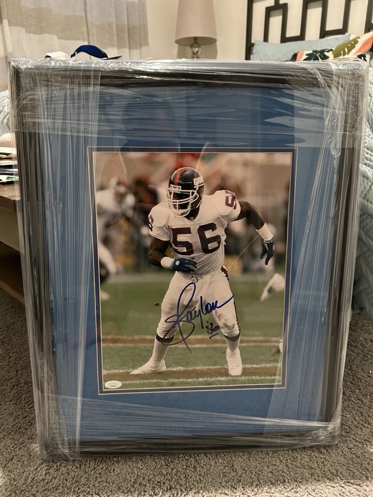 Lawrence Taylor Signed 11×14 Photo Framed 16×20 Inscribed “56” JSA COA NY Giants